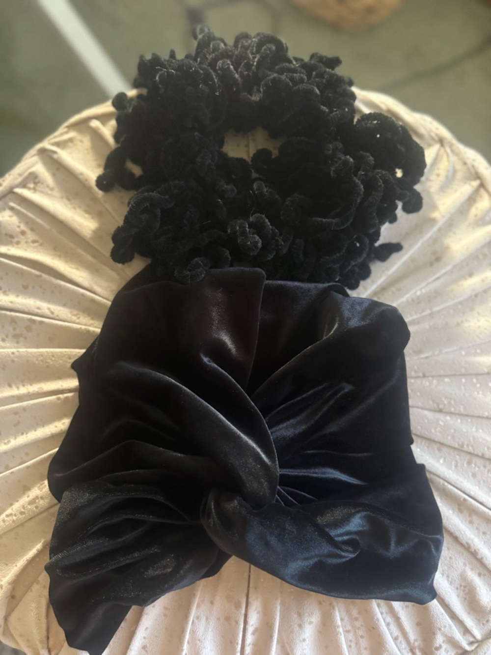 Black Velvet Twist Headband with Matching Scrunchie